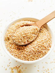 Bowl with wheat groats