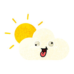 retro illustration style cartoon sun and cloud