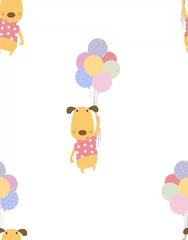 Tuinposter Dieren met ballon patroon van hond met ballonnen