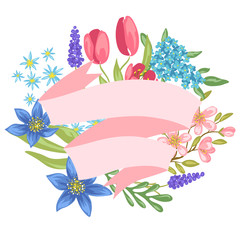 Banner with spring flowers.