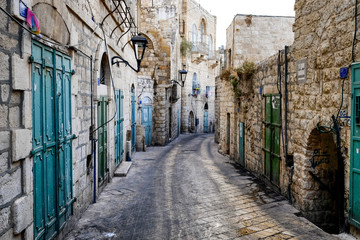 Fototapeta na wymiar Street in Old City of BETHLEHEM, PALESTINIAN TERRITORIES. September 2015 