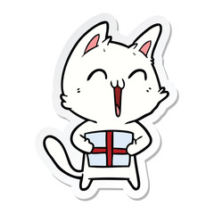 sticker of a happy cartoon cat