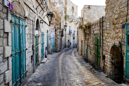 Fototapeta Street in Old City of BETHLEHEM, PALESTINIAN TERRITORIES. September 2015 