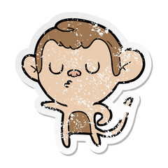 distressed sticker of a cartoon monkey