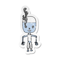 retro distressed sticker of a cartoon robot