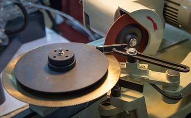 Circular carbide saw blade sharpener grinding machine. Industrial metalworking machinery