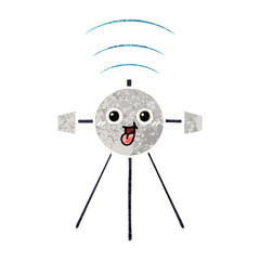 retro illustration style cartoon satellite