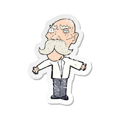 retro distressed sticker of a cartoon angry old man