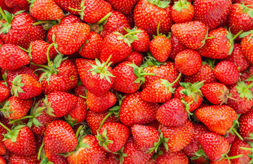 Fresh organic Strawberry fruit background Top view closeup
