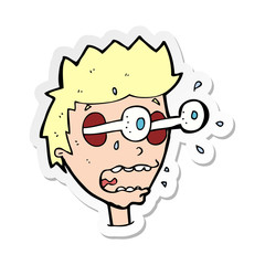 sticker of a cartoon surprised man with eyes popping out