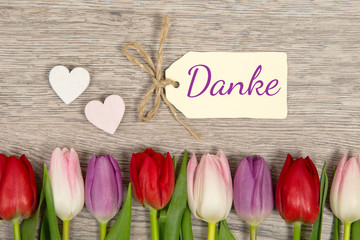 Tulpen und Karte: Danke