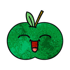 retro grunge texture cartoon juicy apple