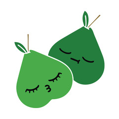 flat color retro cartoon pears