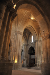 Interior with columns of La Seu Vella (The Old Cathedral) of Lleida (Lerida) city in Catalonia, Spain