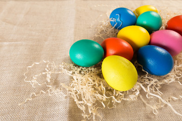 easter eggs  on linen
