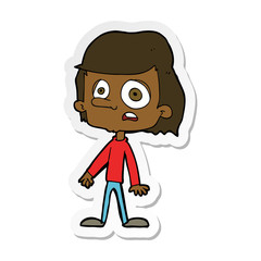 sticker of a cartoon worried boy