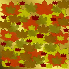 Naklejka na ściany i meble pattern of golden autumn leaves