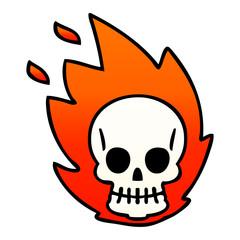 quirky gradient shaded cartoon skull