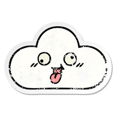distressed sticker of a cute cartoon cloud