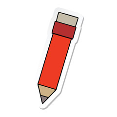 sticker of a quirky hand drawn cartoon pencil