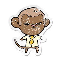 distressed sticker of a cartoon monkey
