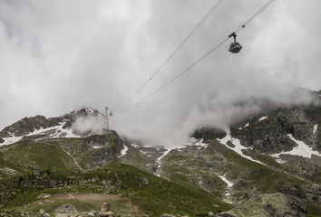 View to the Mont Blanc in cloudy time.