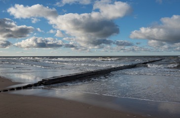Wooden pier in Baltic sea.