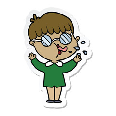 Fototapeta premium sticker of a cartoon boy wearing spectacles
