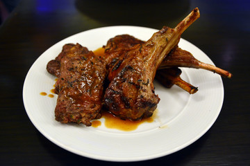 Roasted lamb ribs, Grilled lamb chops