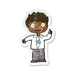 retro distressed sticker of a cartoon man with idea