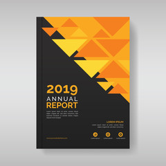 Annual report cover template with triangular geometric shapes