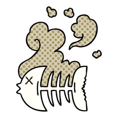 quirky comic book style cartoon dead fish skeleton