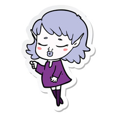 sticker of a pretty cartoon elf girl