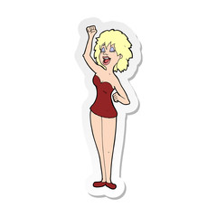 sticker of a cartoon dancing woman