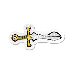retro distressed sticker of a cartoon sword