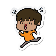 sticker of a cartoon laughing boy