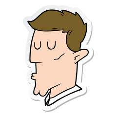 sticker of a cartoon serious man