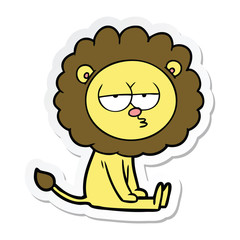 sticker of a cartoon bored lion