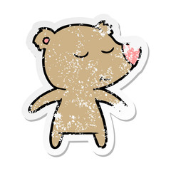 distressed sticker of a happy cartoon bear