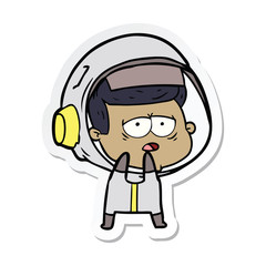 Obraz premium sticker of a cartoon tired astronaut