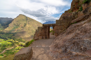 Fototapeta na wymiar Pisaq, Ruins of Incan fortress ,Urubamba Valley, Peru