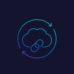Cloud link vector line icon