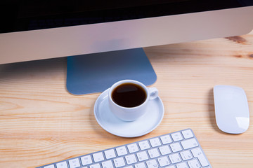 computer and coffee