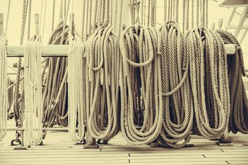 Old fashioned harbor marina sailboat ropes