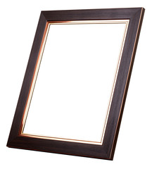 Fototapeta premium Brown Wood Frame ISOLATED on White Background.
