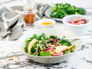 pear salad in a plate