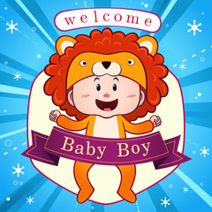 Newborn baby postcard vector illustration.