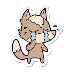 Obraz na płótnie Canvas sticker of a cartoon crying wolf
