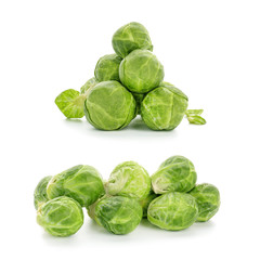 Fresh Brussels sprouts on white background