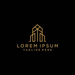 Fototapeta premium Golden house label, real estate Logo Design